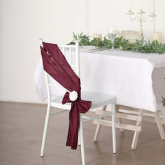5 Pack Taffeta 6"x106" Chair Sashes Burgundy Accordion Crinkle Texture - Stylish Decor for Weddings & Gatherings