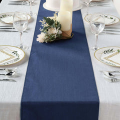Polyester 14"x108" Table Runner Dark Denim Blue - Modern Faux Denim Dining Table Runner