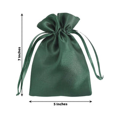 12 Pack 5"x7" Hunter Emerald Green Satin Wedding Party Favor Bags, Drawstring Pouch Gift Bags