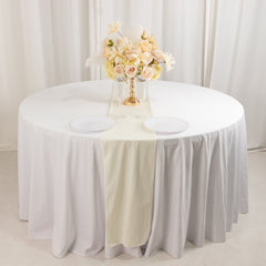 Scuba Polyester 12"x108" Table Runner Ivory - Wrinkle-Free Table Linen