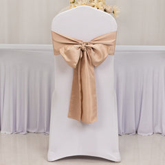 5 Pack Lamour Satin 6"x106" Chair Sashes Nude - Stylish Reusable Decorative Bows