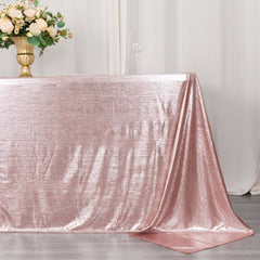 Sequin Dots Polyester 90"x132" Rectangle Tablecloth Shimmering Rose Gold - Seamless, Glittering & Wrinkle Free Table Cover