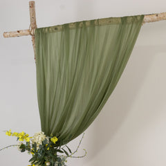 Dusty Sage Green Sheer Backdrop Drape – 5ft x 14ft Wedding Arch & Ceiling Decor Panel, Wrinkle Free with Soft Shimmer