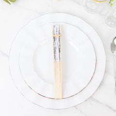 5-Pack Paper Folding Fans Party Favors in White & Black French Toile Pattern, Handheld Fans with Bamboo Frame