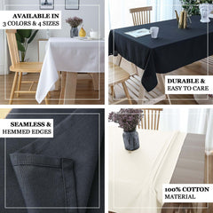 100% Cotton 60"x126" Rectangle Tablecloth White Linen - Sophisticated, Soft & Breathable Table Cover