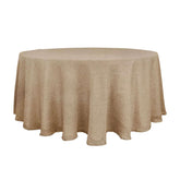 Faux Burlap Jute 120" Round Tablecloth Natural - Rustic Seamless Event Table Linen