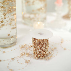 Faux Pearl String Beads Vase Filler - Rose Gold DIY Craft Fishing Line Pearl Chains 100ft