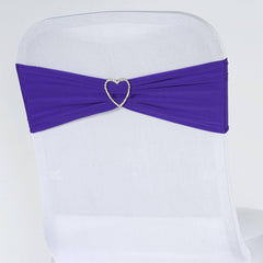 5 Pack Stretch Spandex Chair Sashes Purple - Fitted Finish Two Ply Heavy Duty Chair Bands 5"x12"
