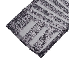 5 Pack Glitz Sequin Chair Sashes with Geometric Diamond Design 6"x88" Black - Glittering Accent for Weddings