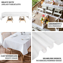 Linen-Like Paper 50"x108" Rectangle Tablecloth White - Disposable Airlaid Table Cover for Easy Cleanup