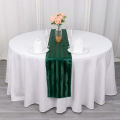 Satin 12"x108" Table Runner Hunter Emerald Green - Stripe Table Decor