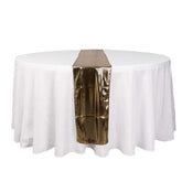 Mirror Foil Polyester 12"x108" Table Runner Black with Gold Metallic Square - Shiny Disco Theme Party Table Decor