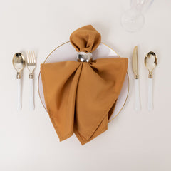 5 Pack Premium Polyester 20"x20" Napkins Gold - Wrinkle-Resistant & Durable Dinner Napkins for Any Occasion
