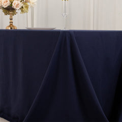 Cotton Blend 90"x156" Rectangle Tablecloth Navy Blue - Seamless Wrinkle-Resistant Table Cover