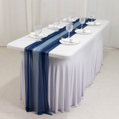 20-Pack 9ft Sheer Table Runners – Navy Blue/Dusty Blue Shimmer Sheer Drapes, Wrinkle-Free