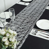 Polyester 12"x108" Table Runner Metallic Silver Disposable Non-Woven Fiber Roll - Stylish & Chic Table Decor