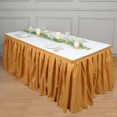 Polyester 21ft Table Skirt Gold - Classic Pleated Design for Weddings & Events