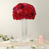 Pre-Arranged Silk Rose Wedding Centerpiece, Red Artificial Rose Flower Balls Arrangement Table Decor - 20"
