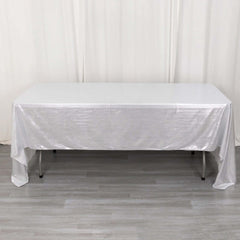Sequin Dots Polyester 60"x126" Rectangle Tablecloth Shimmering Silver - Wrinkle Free & Sparkling Table Cover