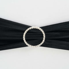 Rhinestone Chair Sash Band Buckle Silver 2" Circle Metal - Glittering Diamond Bow Pin for Chair Sashes & Wedding Decor