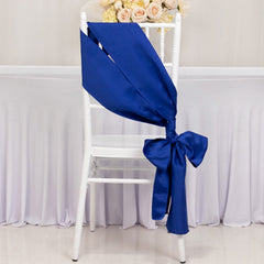 5 Pack Lamour Satin 6"x106" Chair Sashes Royal Blue - Stylish Reusable Decorative Bows
