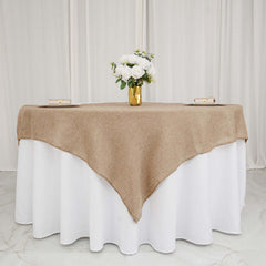 Faux Burlap Jute 54"x54" Table Overlay Square Tablecloth Natural - Rustic Event Table Linen
