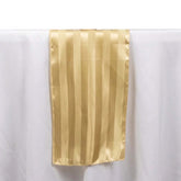 Satin 12"x108" Table Runner Champagne - Stripe Table Decor