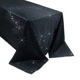 Scuba Rectangular Tablecloth 90"×156" Black with Rhinestone Accents – Seamless, Wrinkle-Free, Stain-Resistant Event Linen