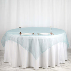 Organza 72"x72" Table Overlay Square Tablecloth Light Blue - Sheer Table Cover