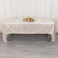 Sequin Dots Polyester 60"x126" Rectangle Tablecloth Shimmering Beige - Wrinkle Free & Sparkling Table Cover
