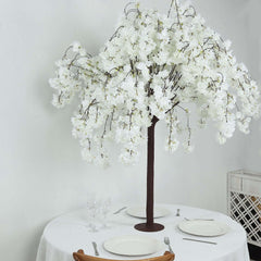 5ft Artificial Cherry Blossom Tree White – Silk Sakura Wishing Tree with Sturdy Metal Base & Realistic Fiberglass Trunk