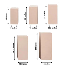 Set of 5 Nude Spandex Rectangle Pedestal Stand Covers, Stretchable Pillar Prop Covers - 160 GSM