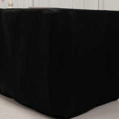 Fitted Polyester 96"x24"x30" Rectangle Tablecloth Black - Secure Fit for Unique Table Sizes