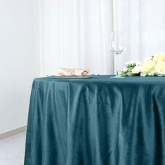 Premium Velvet 120" Round Tablecloth Peacock Teal - Reusable Soft & Seamless Table Cover