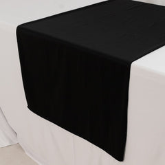 Scuba Polyester 24"x72" Wide Table Runner Black - Wrinkle-Free Table Linen