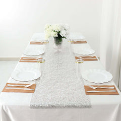 Plastic Woven Vinyl 13"x6ft Table Runner Metallic Silver - Non-Slip & Reversible Tabletop Decor