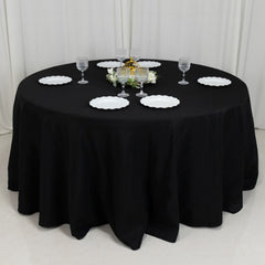 Fire Retardant Premium Polyester 120" Round Tablecloth Black - High-Performance Seamless Table Cover
