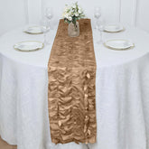 Taffeta Fabric 12"x108" Table Runner Taupe - 3D Leaf Petal Design