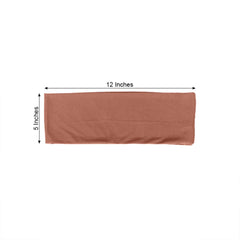 5 Pack Stretch Spandex Chair Sashes Terracotta (Rust) - Fitted Finish Two Ply Heavy Duty Chair Bands 5"x12"