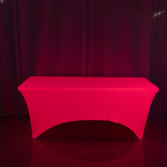 Glow Neon Fuchsia Fitted Spandex Tablecloth – 6ft Rectangle, Wrinkle-Free Cover
