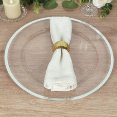 10-Pack Economy Plastic Round Charger Plates 12" in Clear with Wide Silver Rim, Decorative Dinner Party Serving Plates