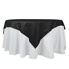 100% Cotton 70"x70" Table Overlay Square Tablecloth Black Linen - Soft & Breathable Fabric Table Topper