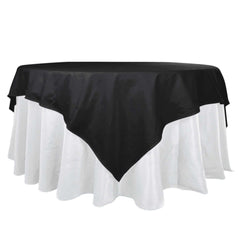 100% Cotton 90"x90" Table Overlay Square Tablecloth Black Linen - Soft & Breathable Fabric Table Topper