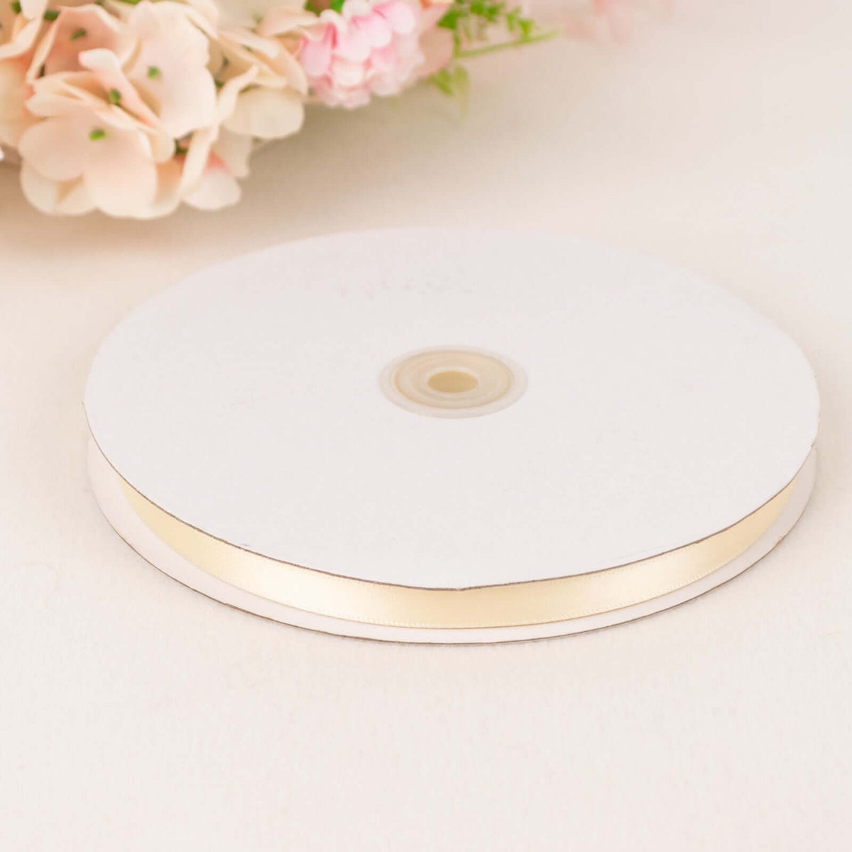 100 Yards 3/8" Ivory Single Face Decorative Satin Ribbon