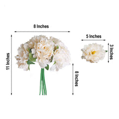 11" Blush Cream Real Touch Artificial Silk Peonies Flower Bouquet