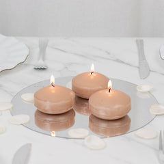 12 Pack 3" Beige Floating Candles, Unscented Dripless Wax Discs for Centerpieces