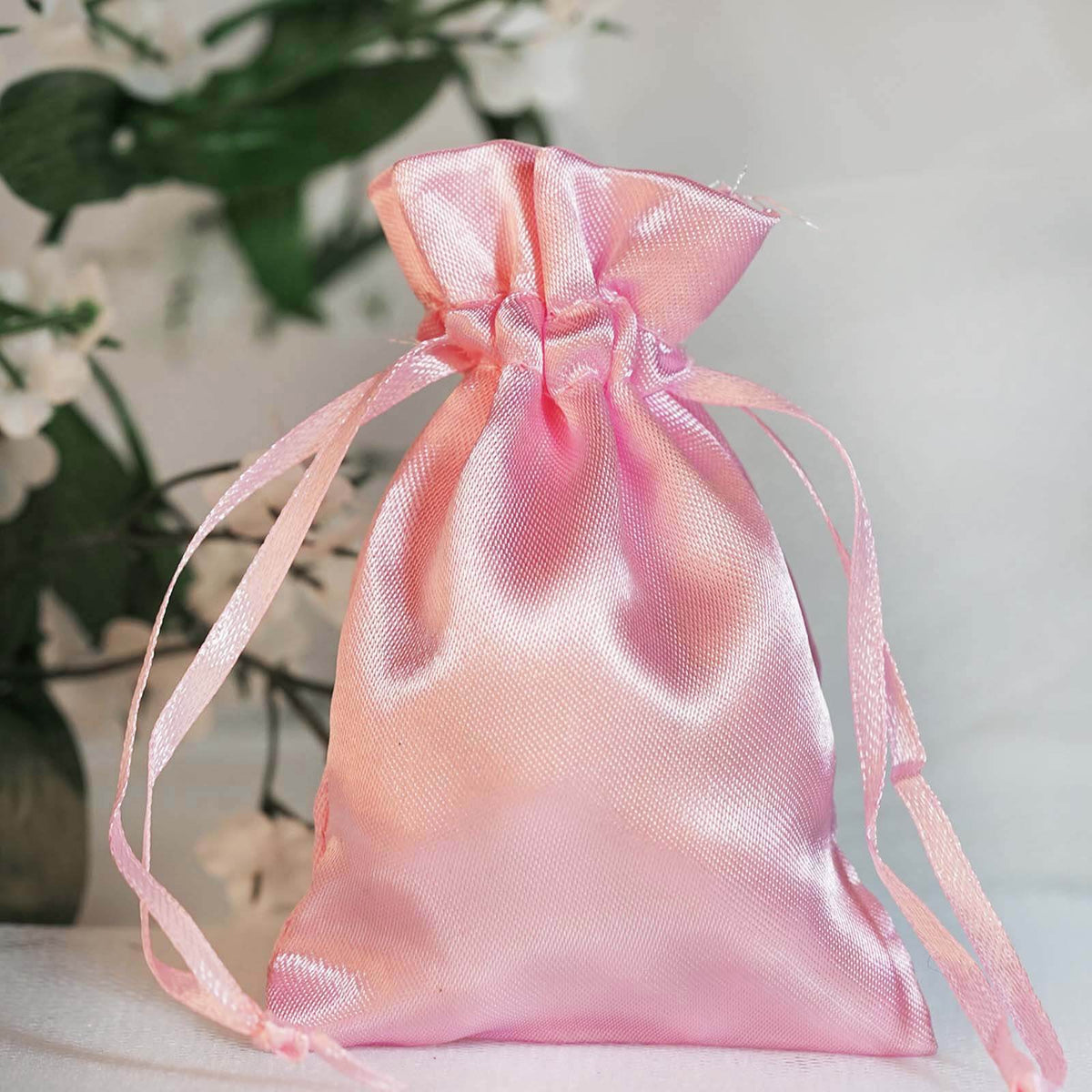 12 Pack 3"x4" Pink Satin Drawstring Pouch Wedding Party Favor Gift Bags