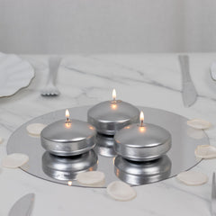 12 Pack 3" Silver Floating Candles, Unscented Dripless Wax Discs for Centerpieces