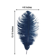 12 Pack 13"-15" Navy Blue Natural Plume Real Ostrich Feathers, DIY Centerpiece Fillers