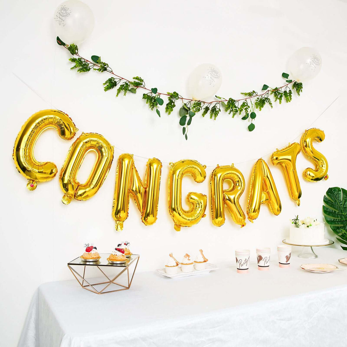 13" Ready-To-Use Shiny Gold "Congrats" Mylar Foil Balloon Banner Sign